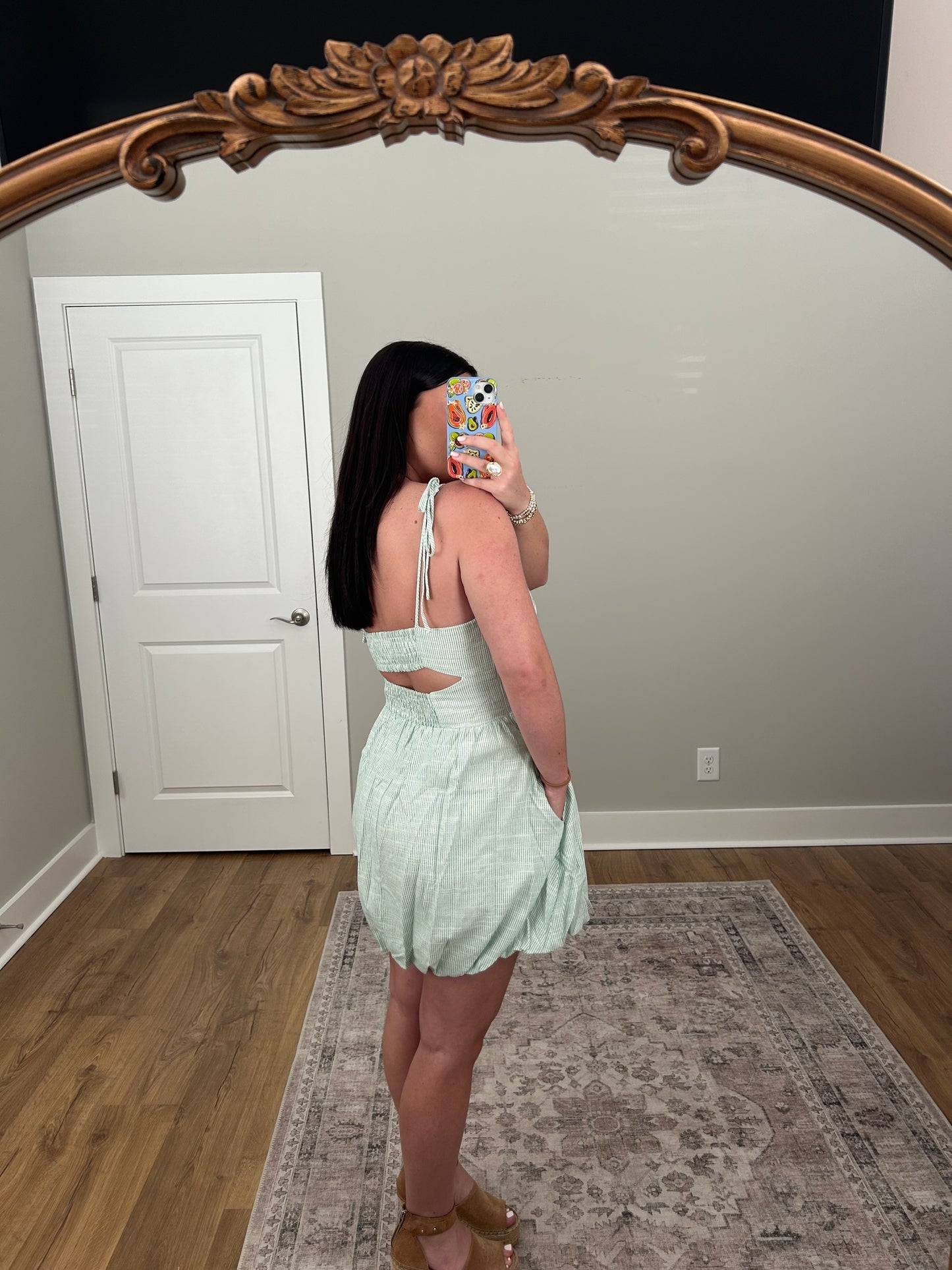 Green Striped Bubble Dress