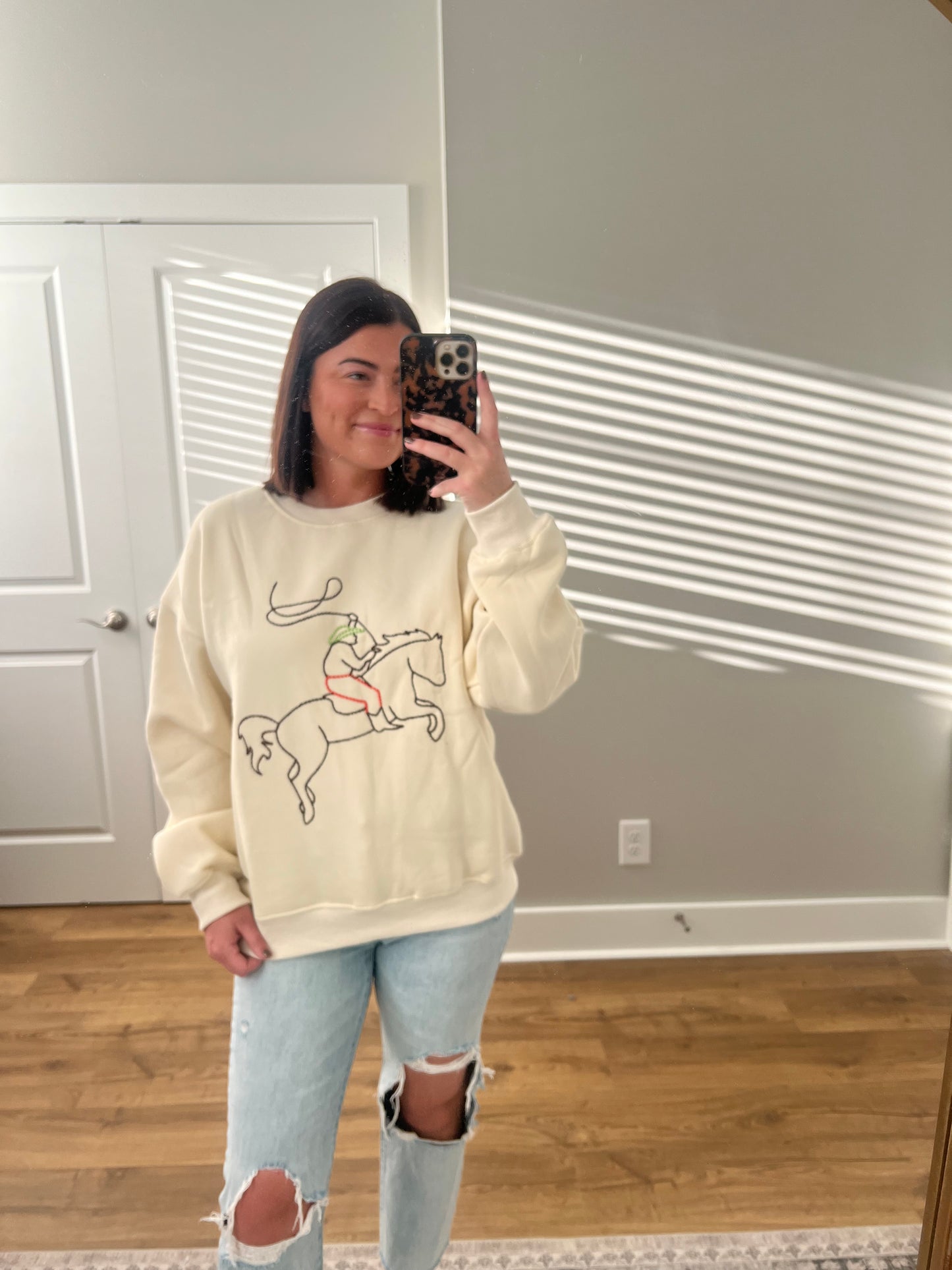 Embroidered Cowboy Crewneck