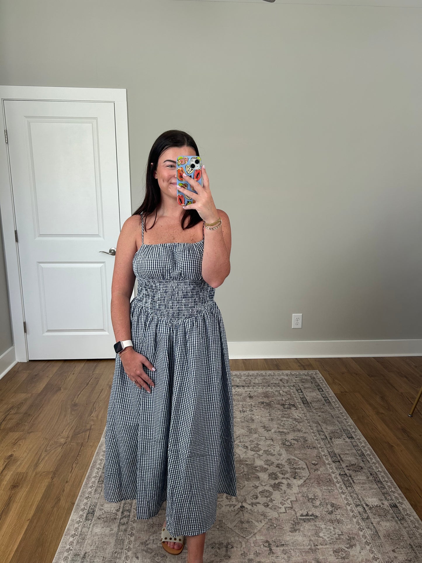 Navy Gingham Maxi