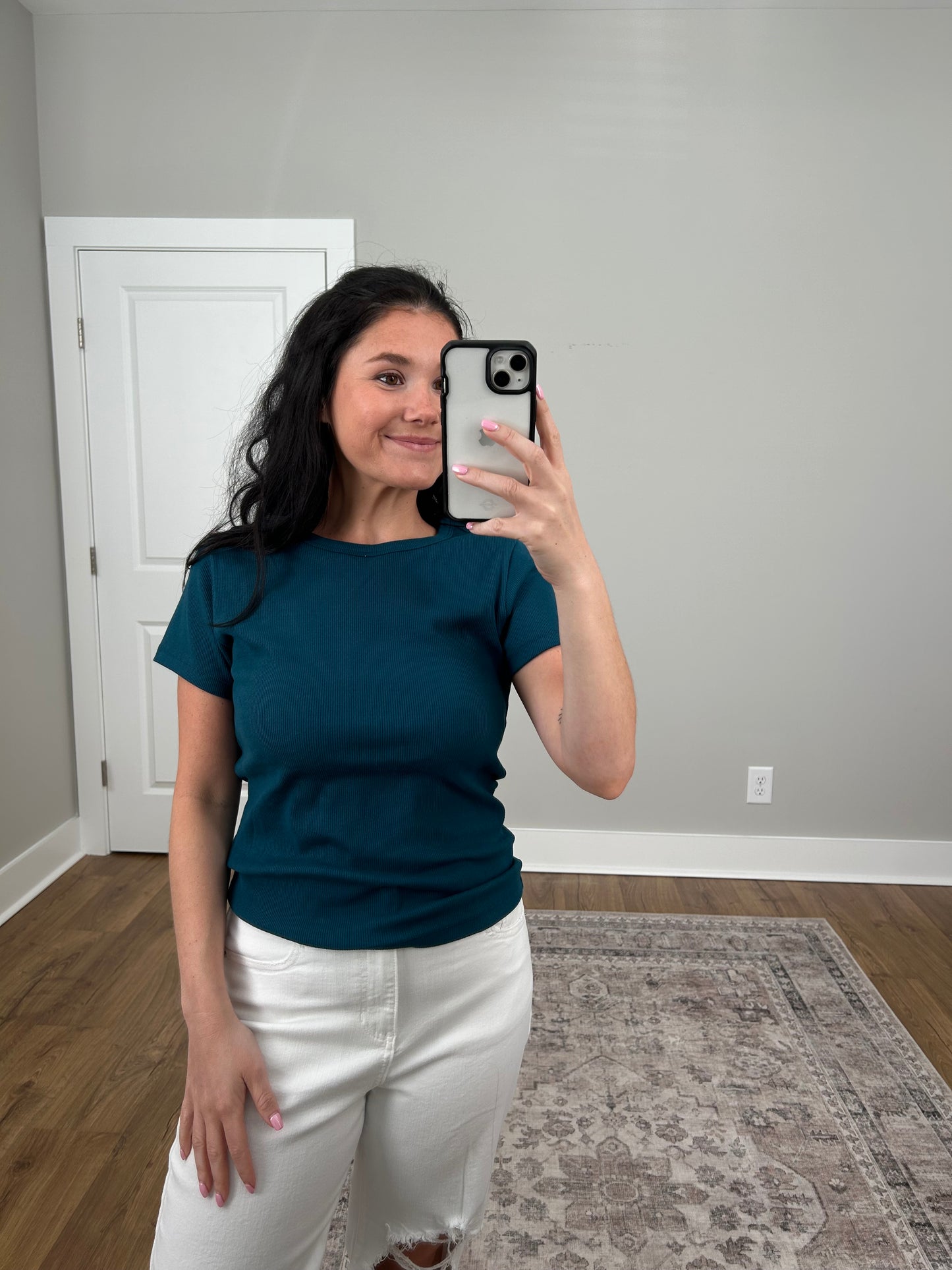 Ribbed Crew Neck Top