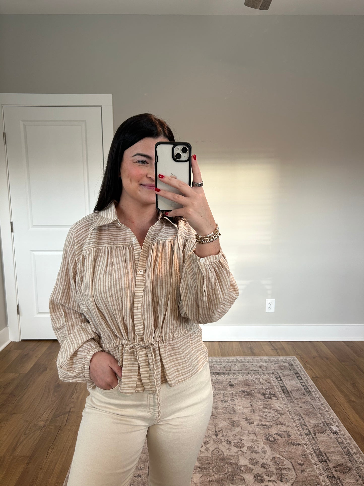 Balloon Sleeve Button Down Blouse