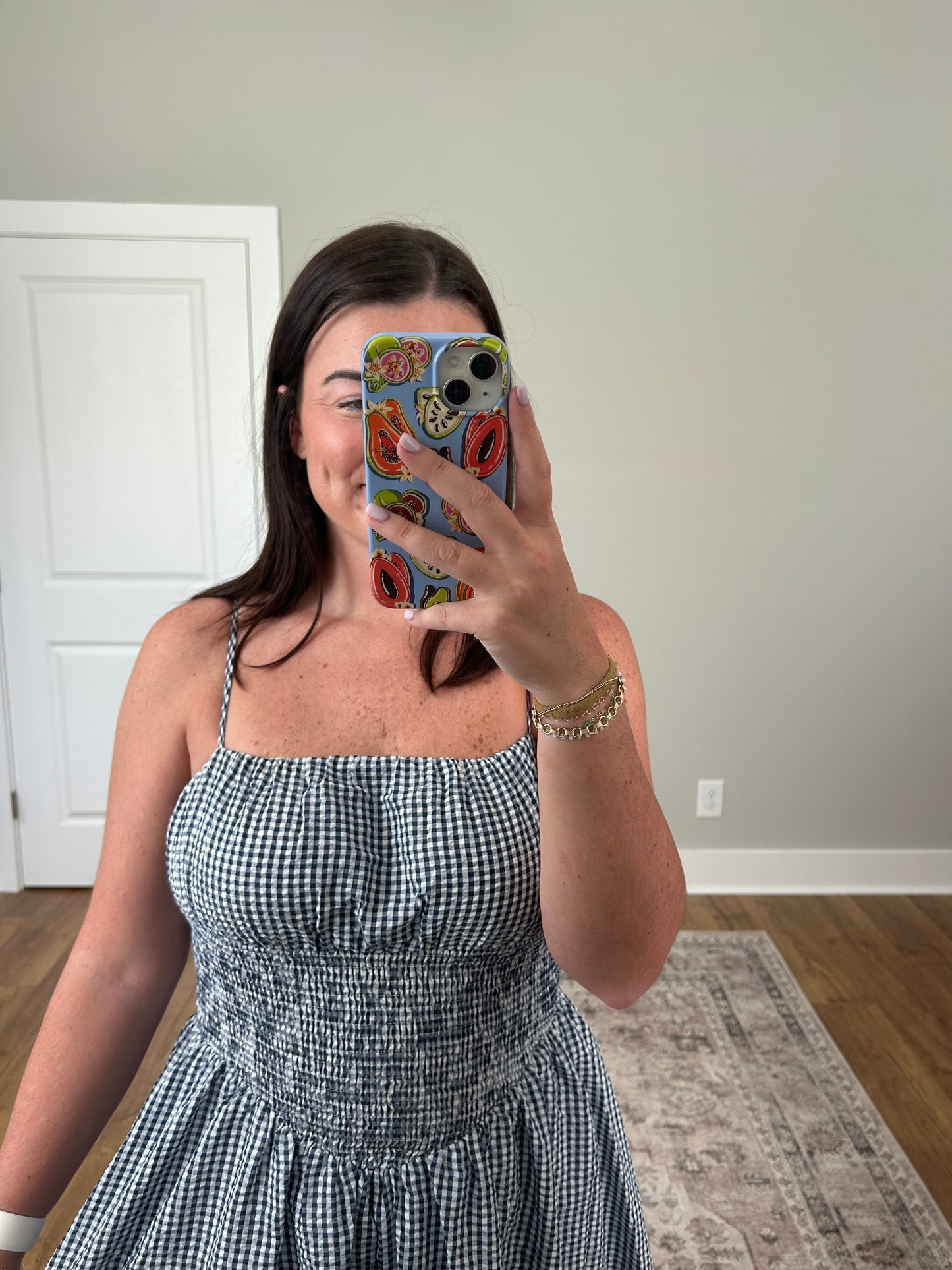 Navy Gingham Maxi