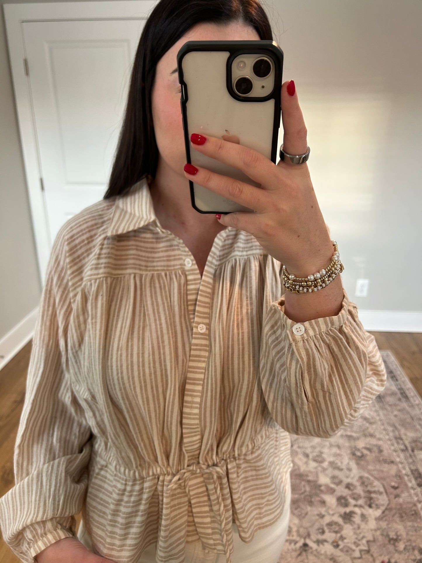 Balloon Sleeve Button Down Blouse