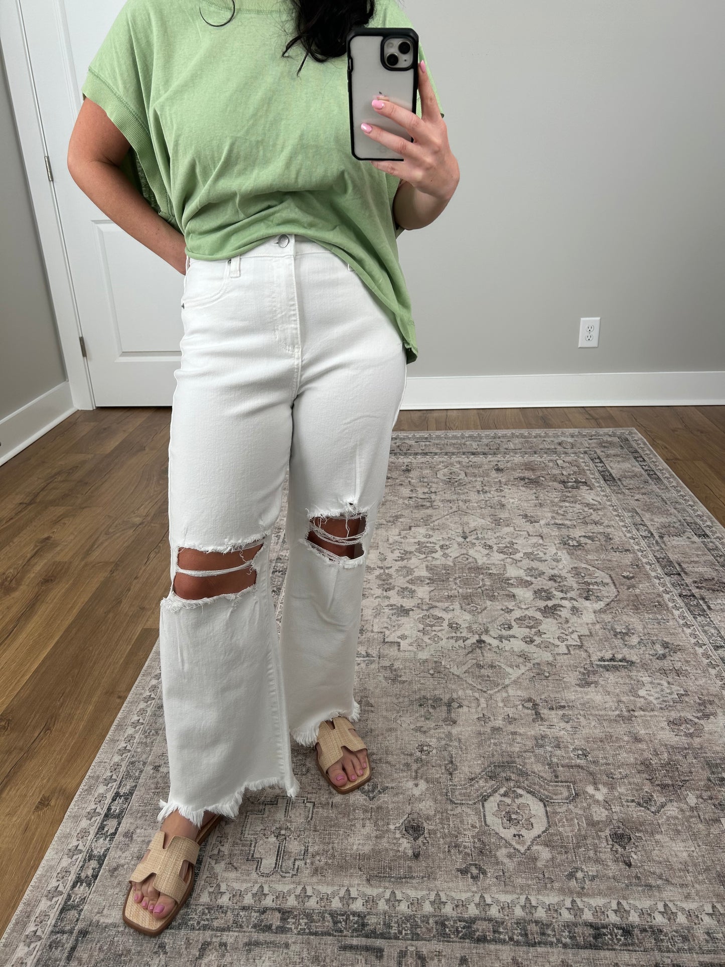 White High Rise Wide Leg Jeans