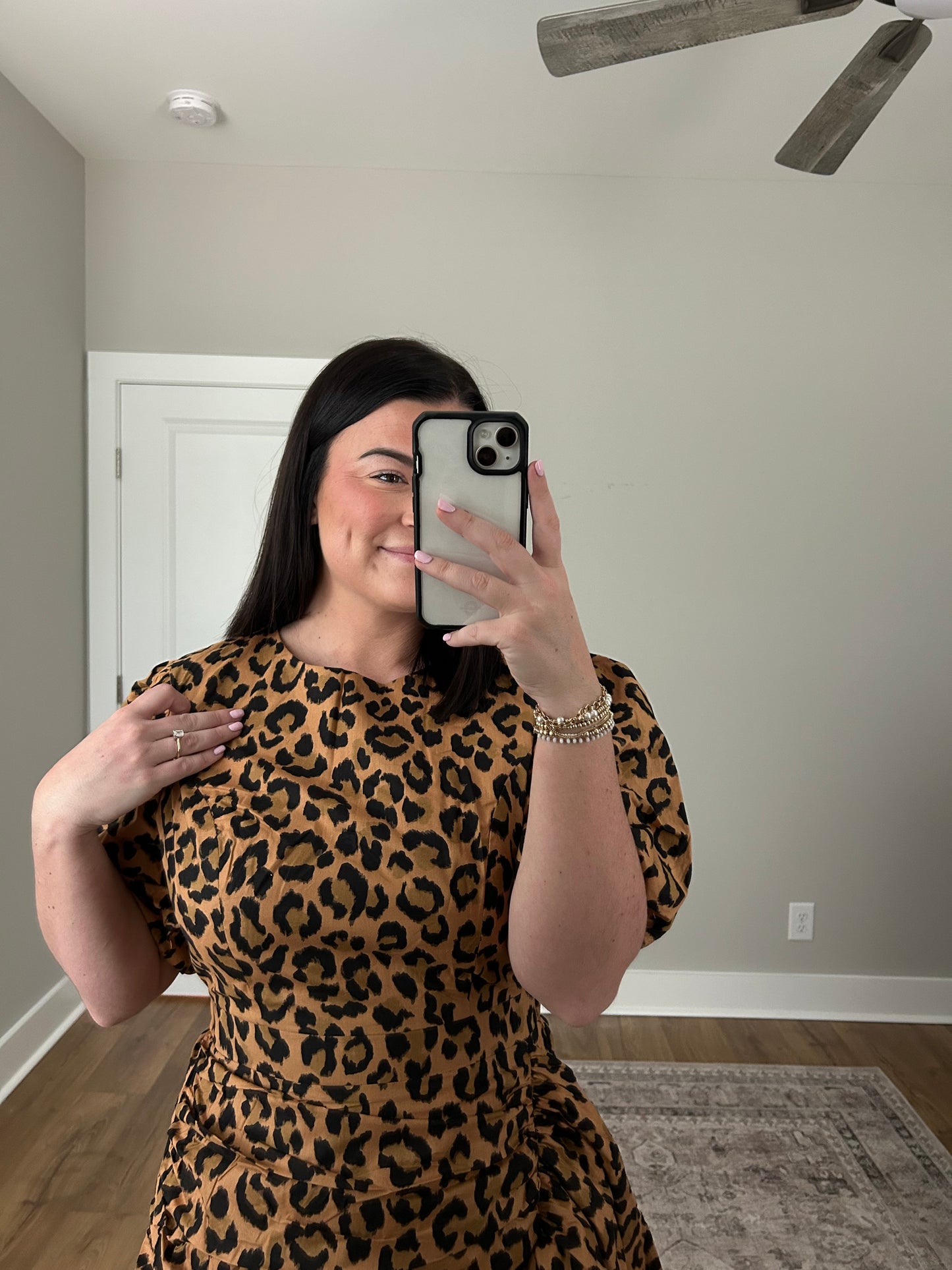 Cheetah Ruched Mini Dress