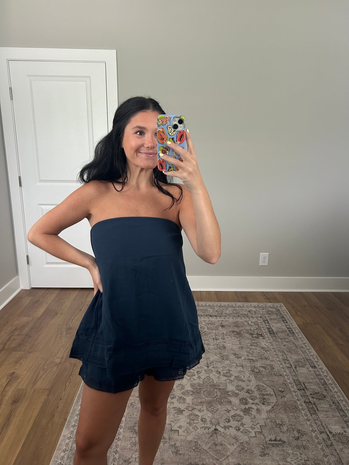 Lace Detail Tube Romper