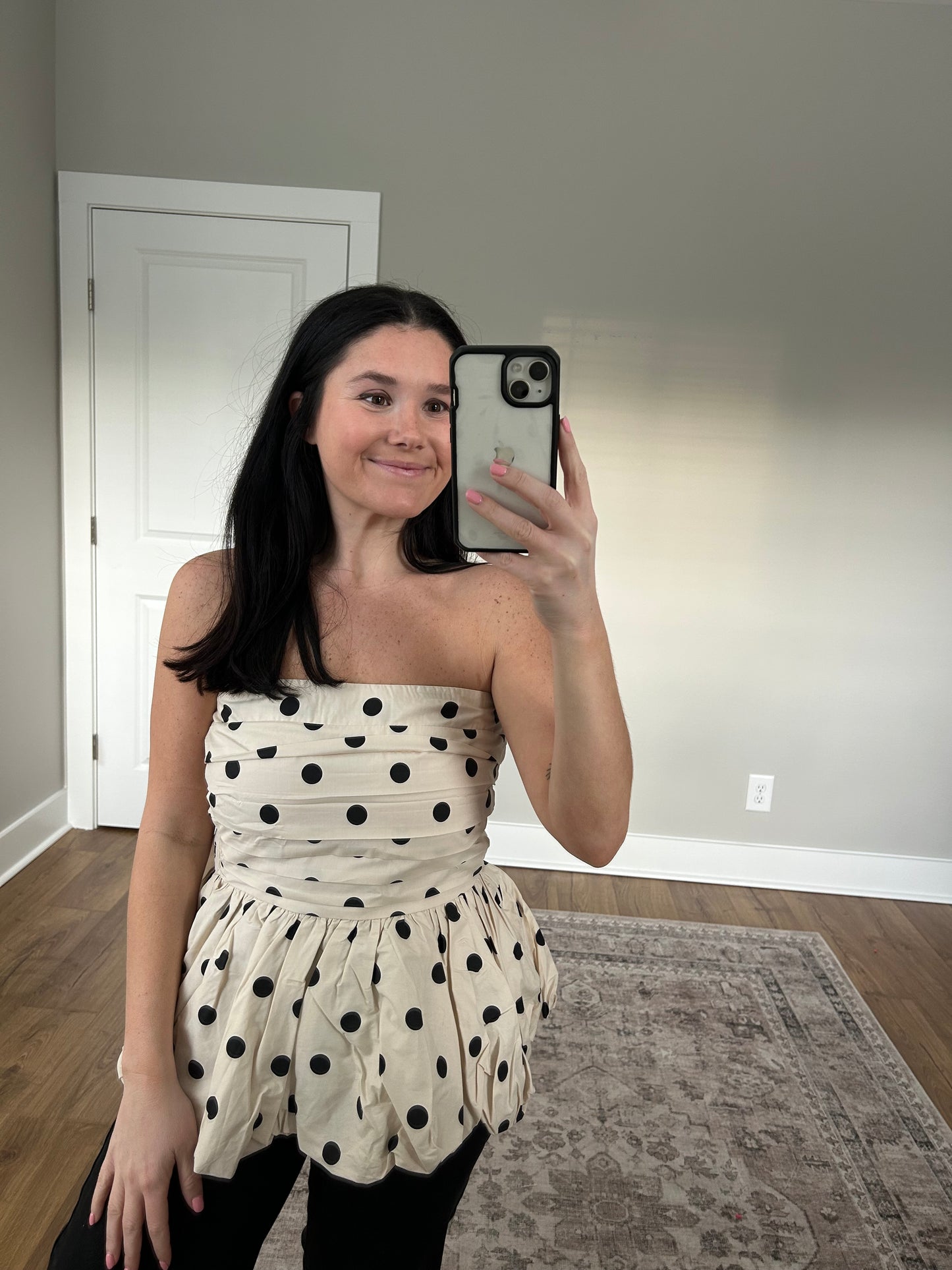 Strapless Polka Dot Blouse