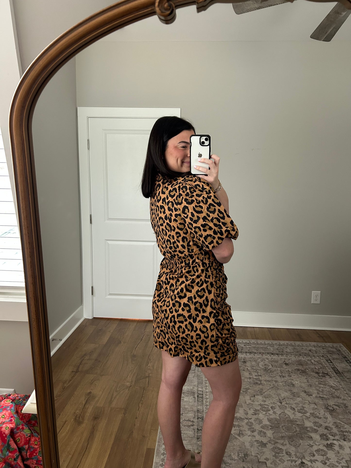 Cheetah Ruched Mini Dress