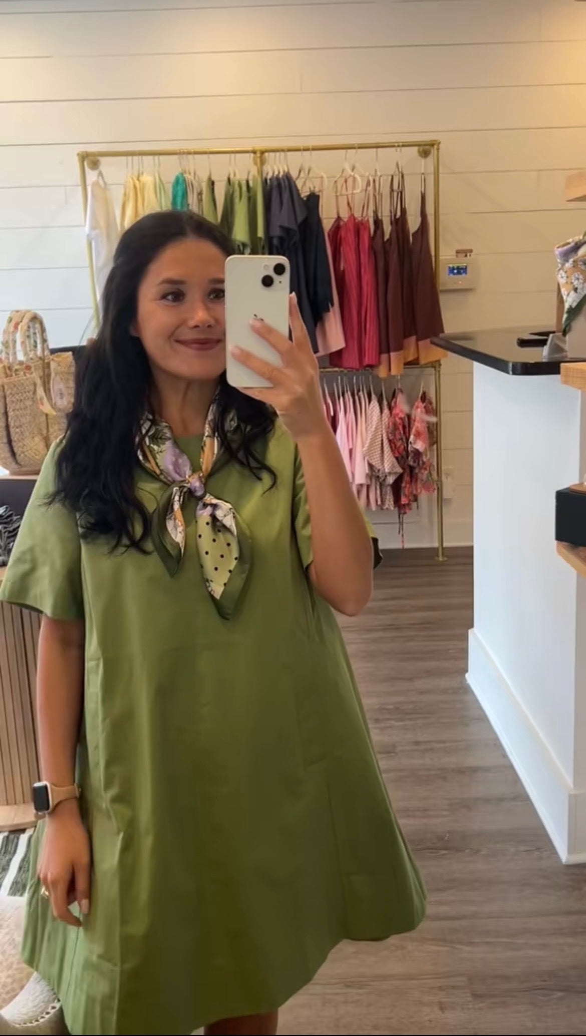 Necklace - Scarf Green Floral