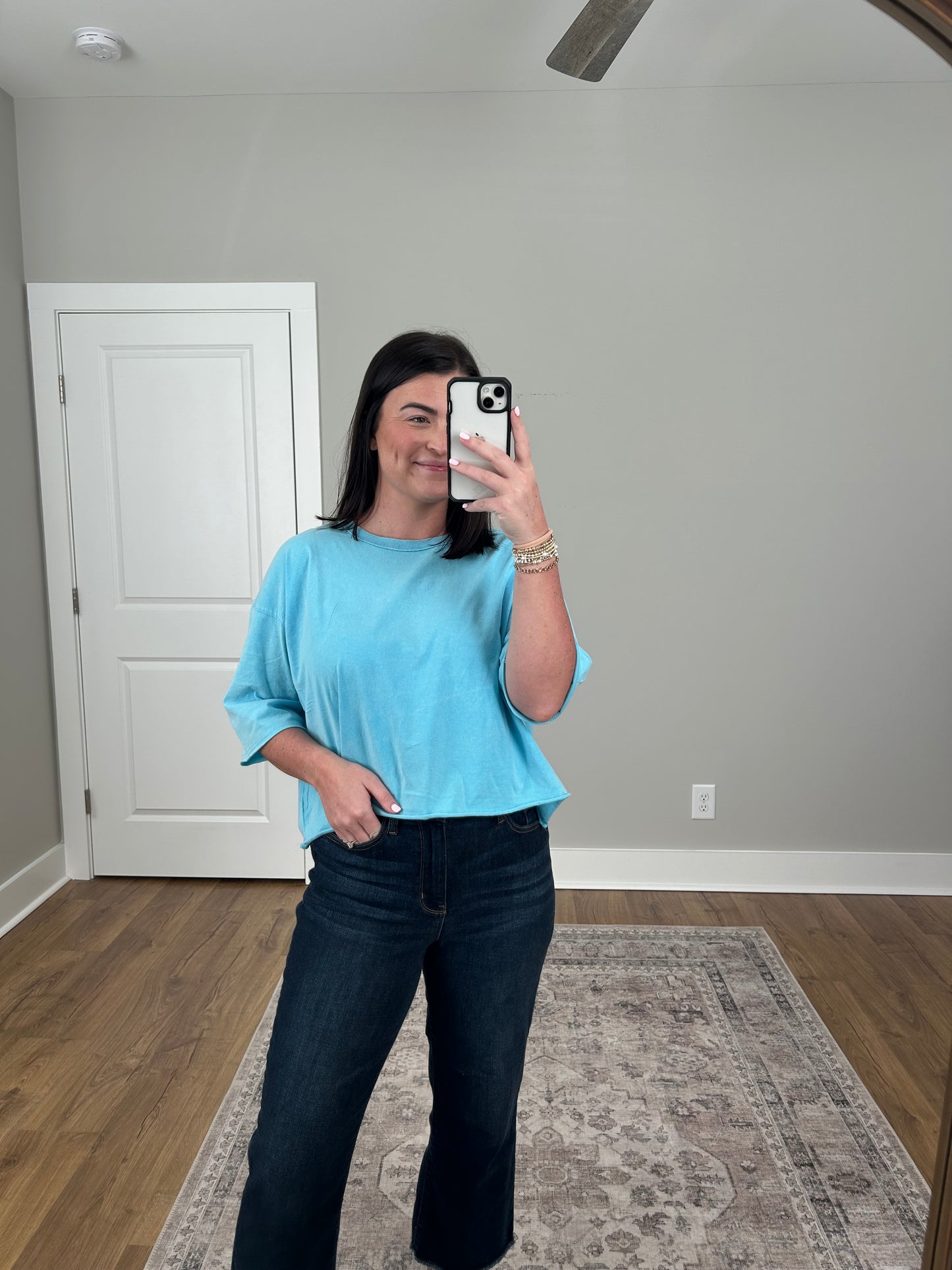Aqua Oversized Baby Tee