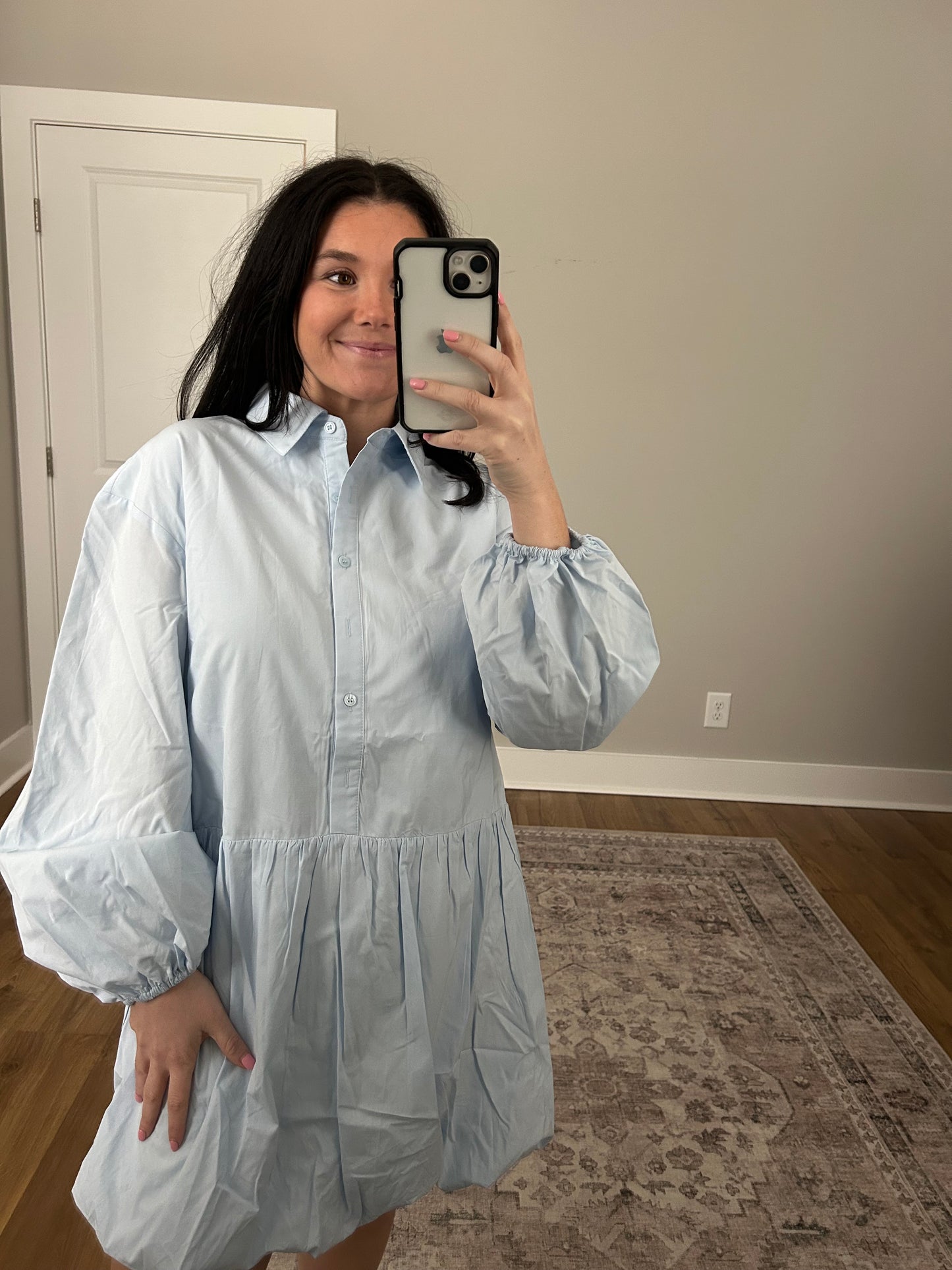 Bubble Hem Shirt Dress