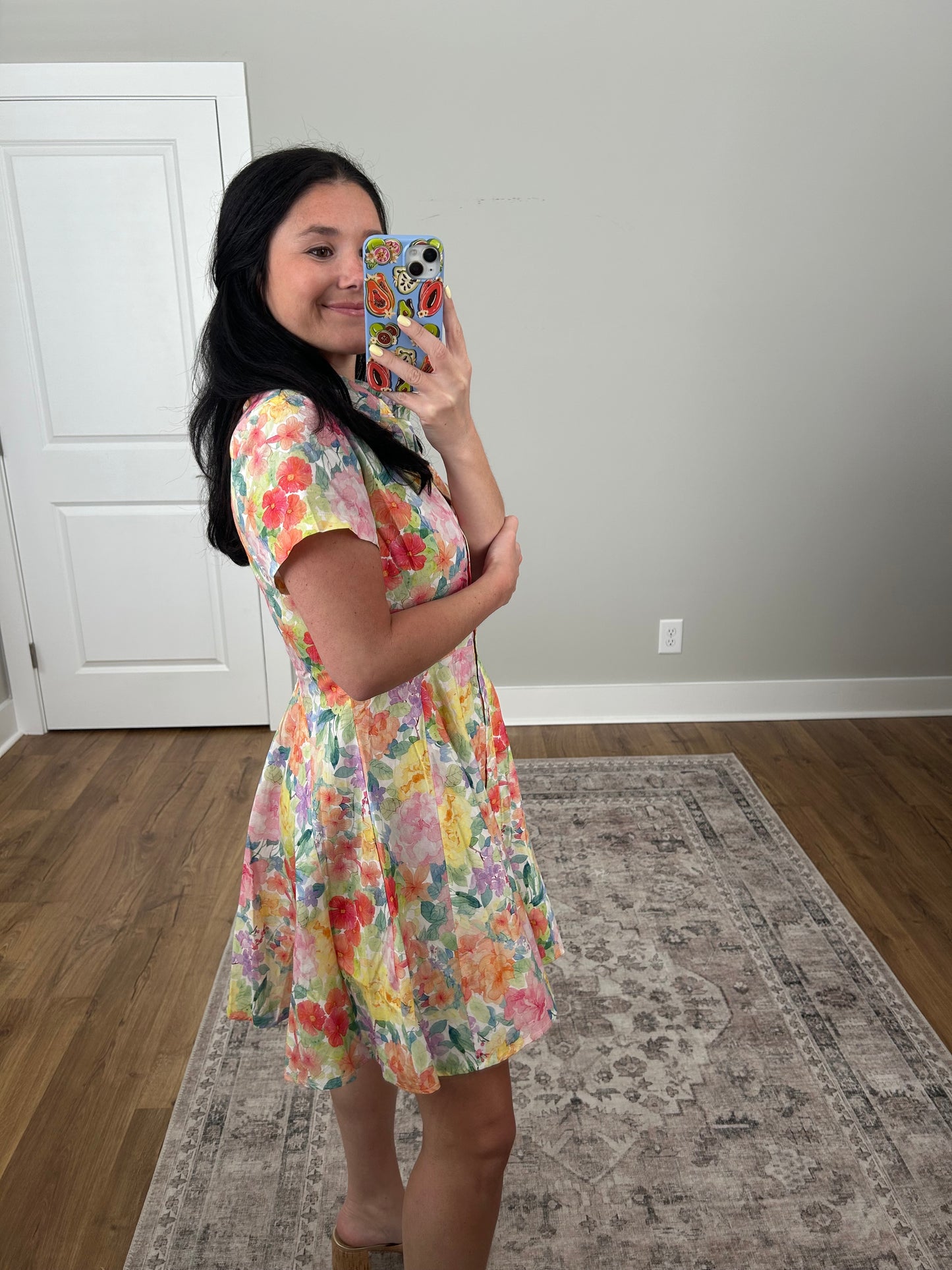 Pastel Floral Button-Up Dress