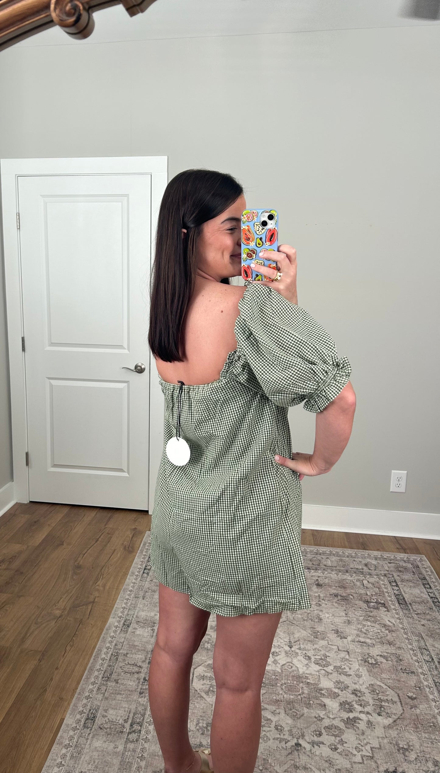Forest Pine Gingham Romper