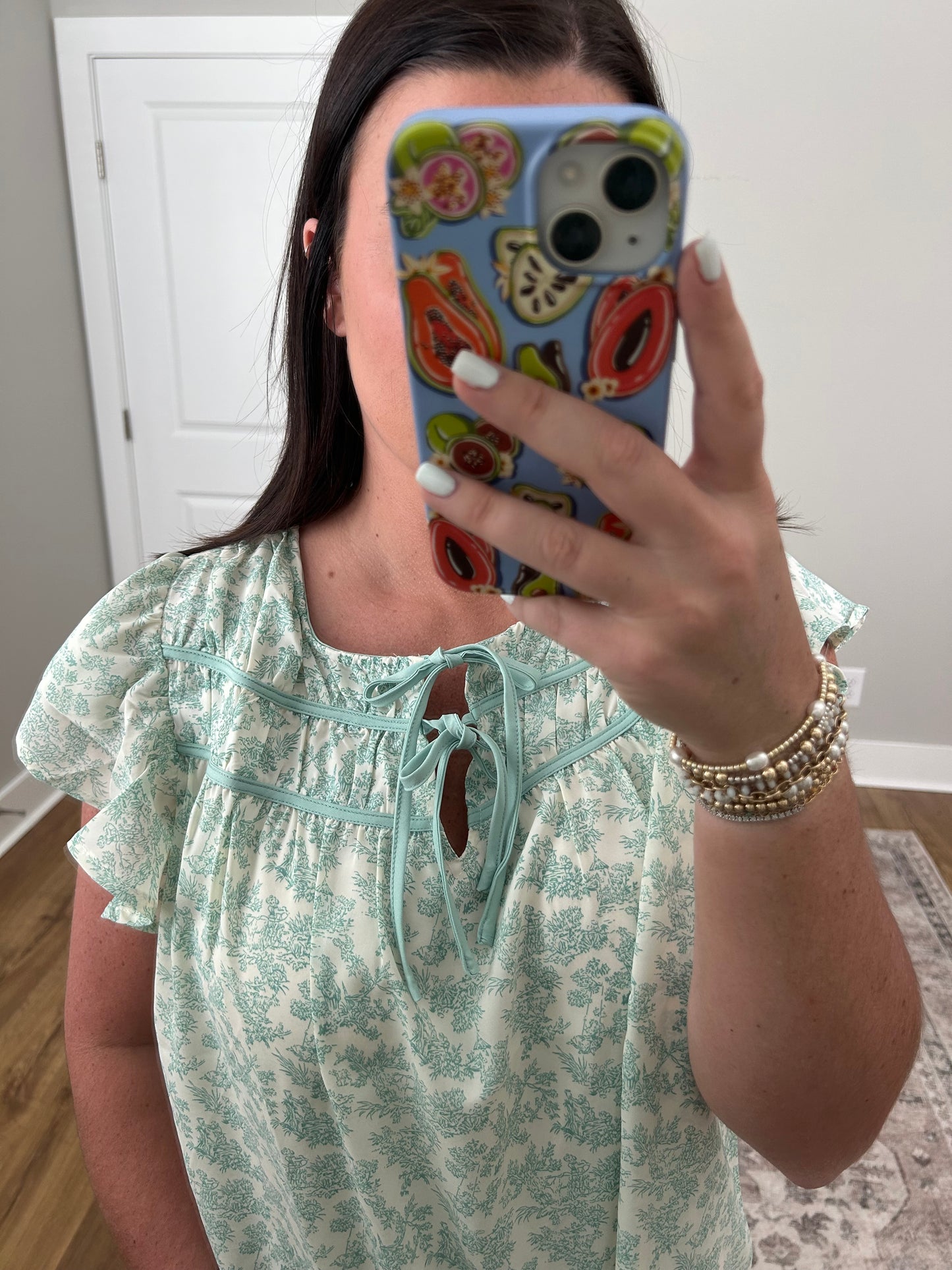 Jade Green Tie Blouse