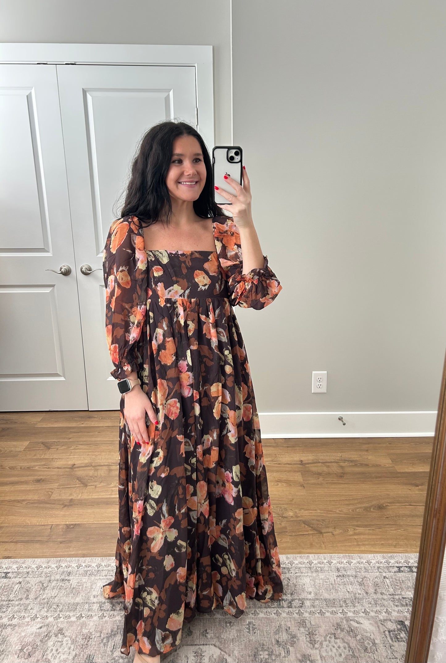Chocolate Floral Maxi Dress