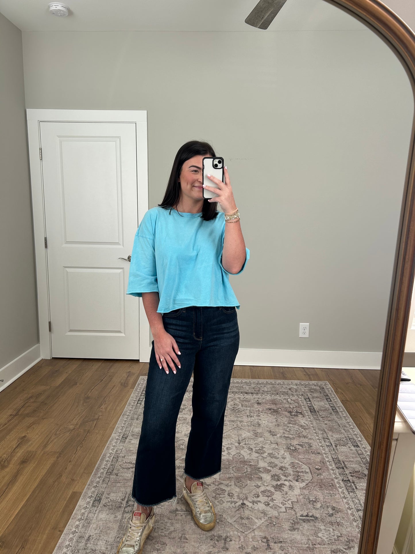 Aqua Oversized Baby Tee
