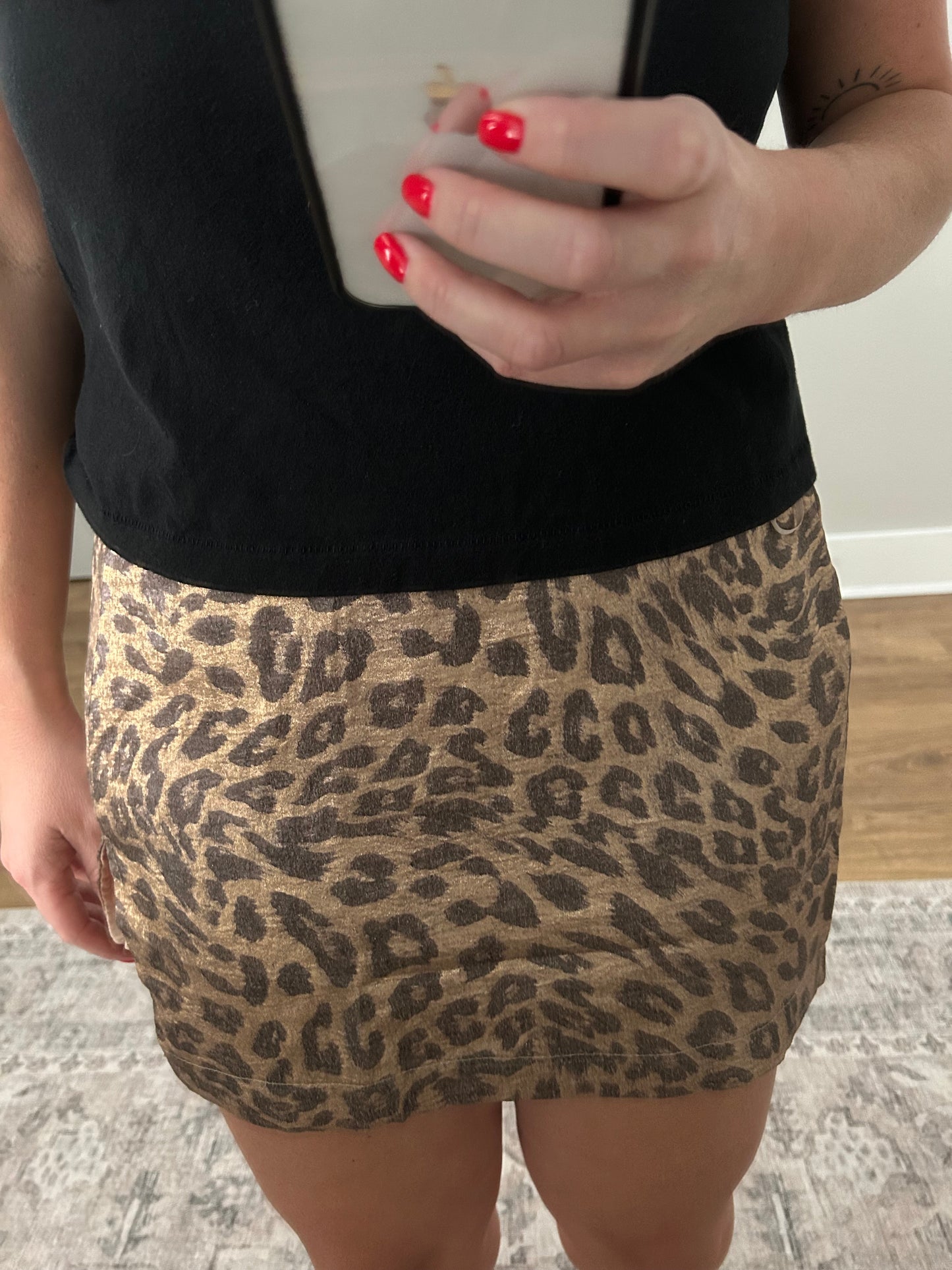 Metallic Leopard Mini Skirt
