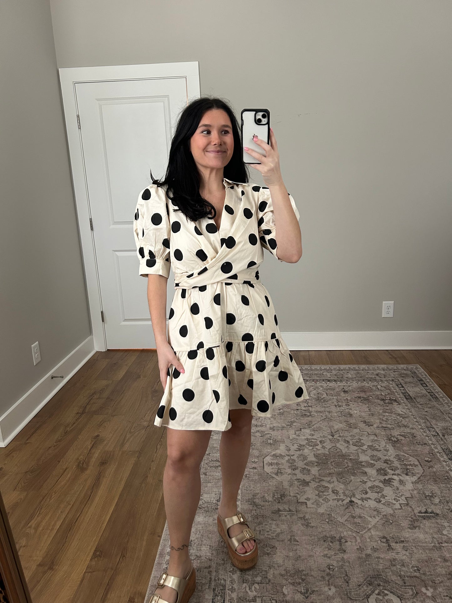 Polka Dot Puff Sleeve Dress
