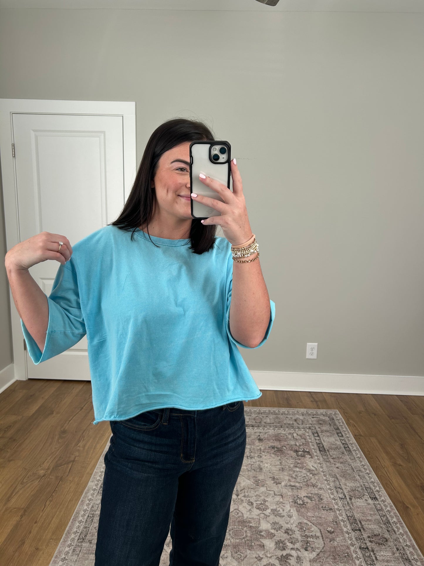 Aqua Oversized Baby Tee