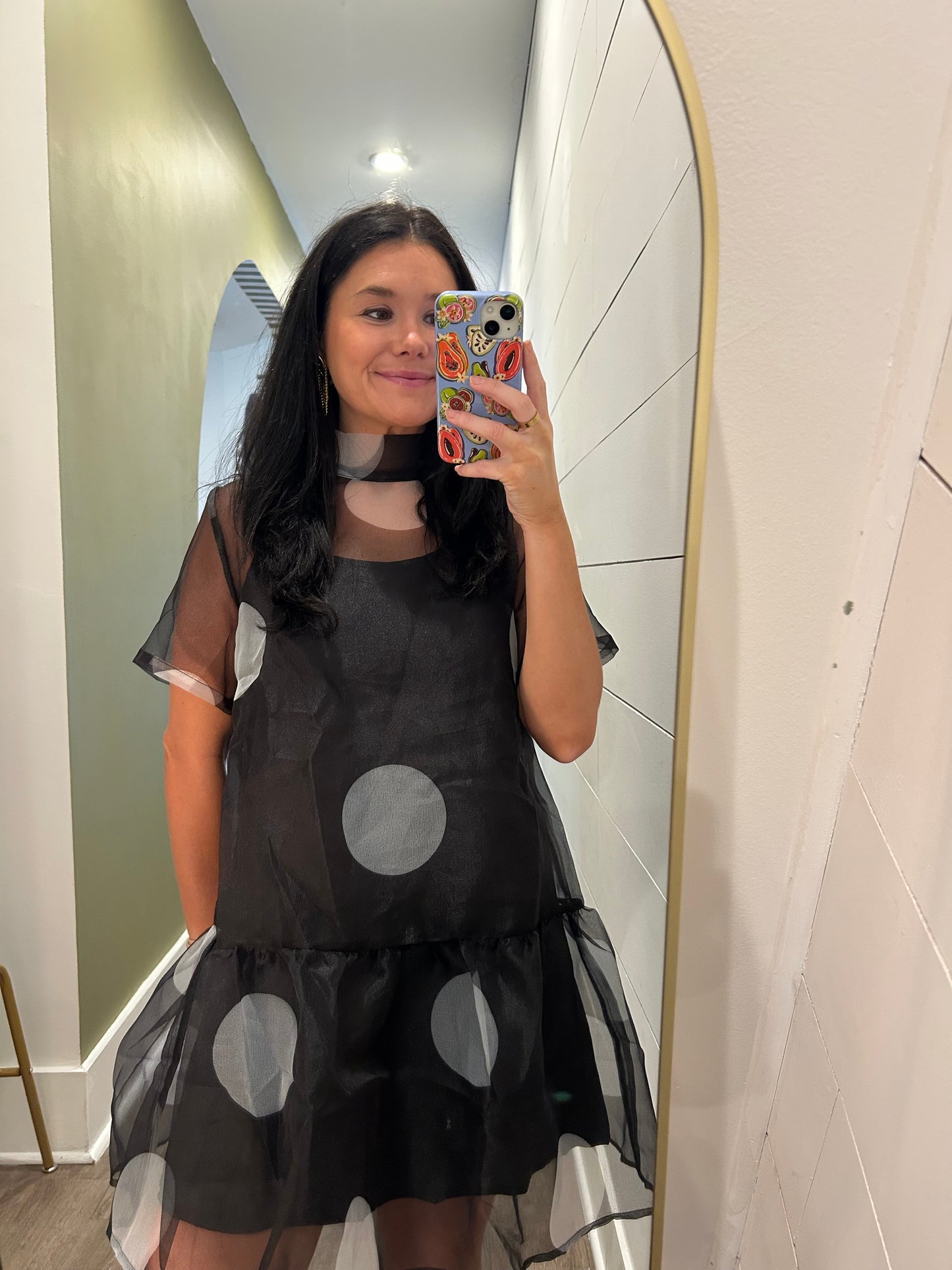 The Serena Sheer Polka Dot Dress