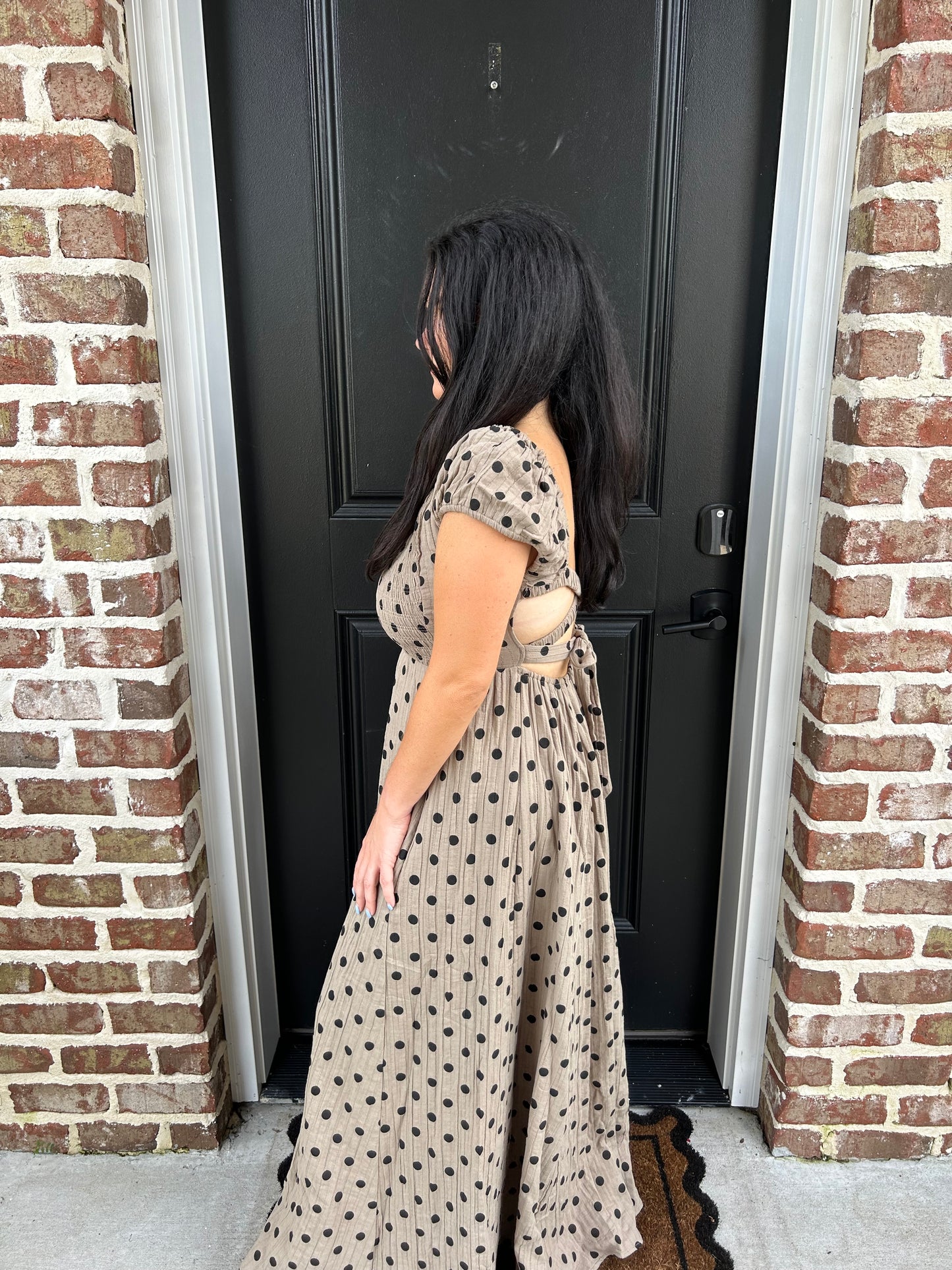 Polka Dot Open Back Maxi