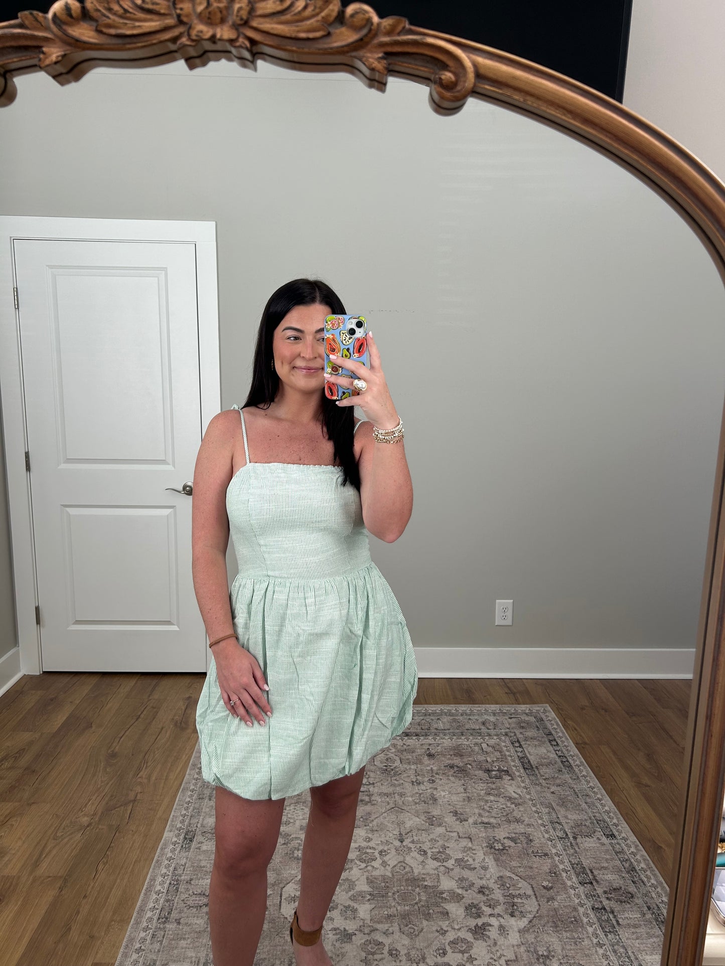 Green Striped Bubble Dress