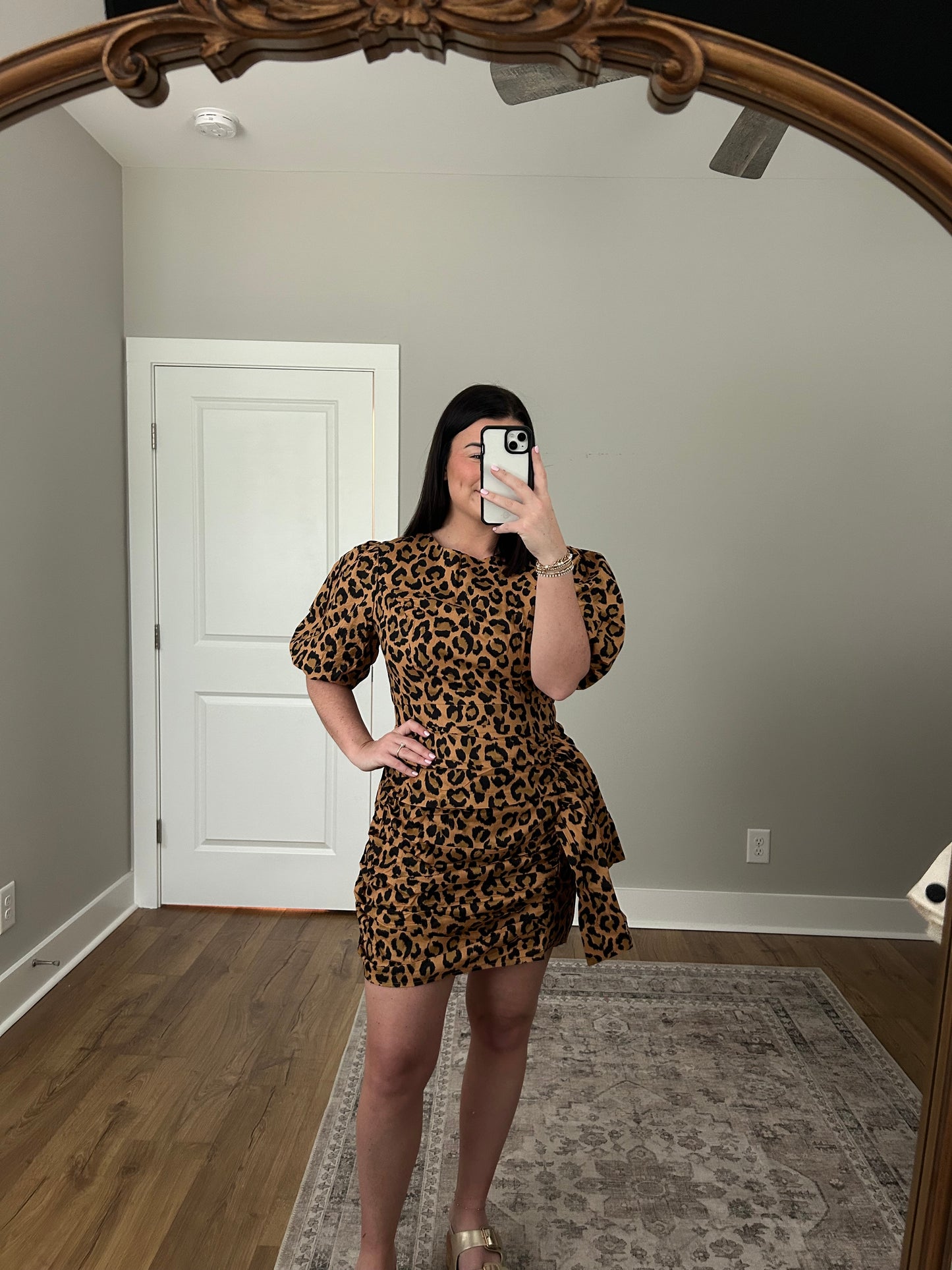 Cheetah Ruched Mini Dress