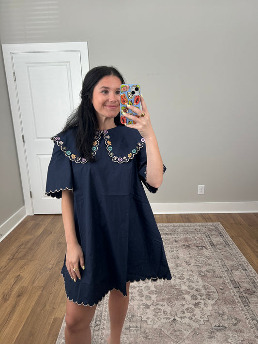Scalloped Peter Pan Mini Dress