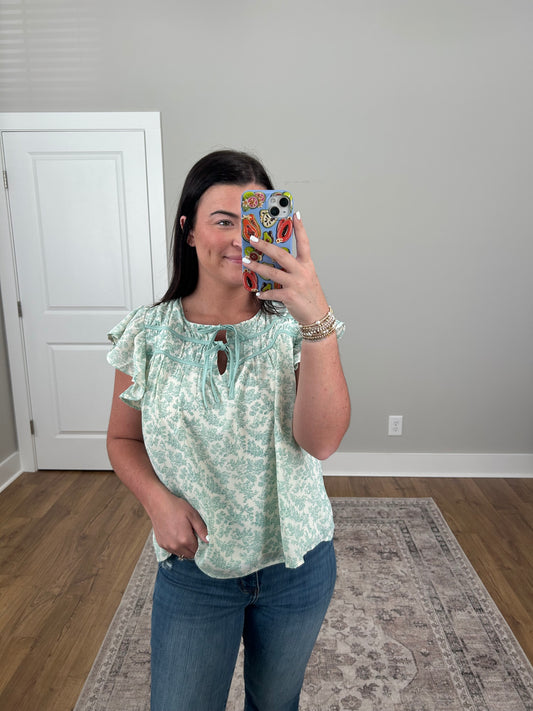 Jade Green Tie Blouse