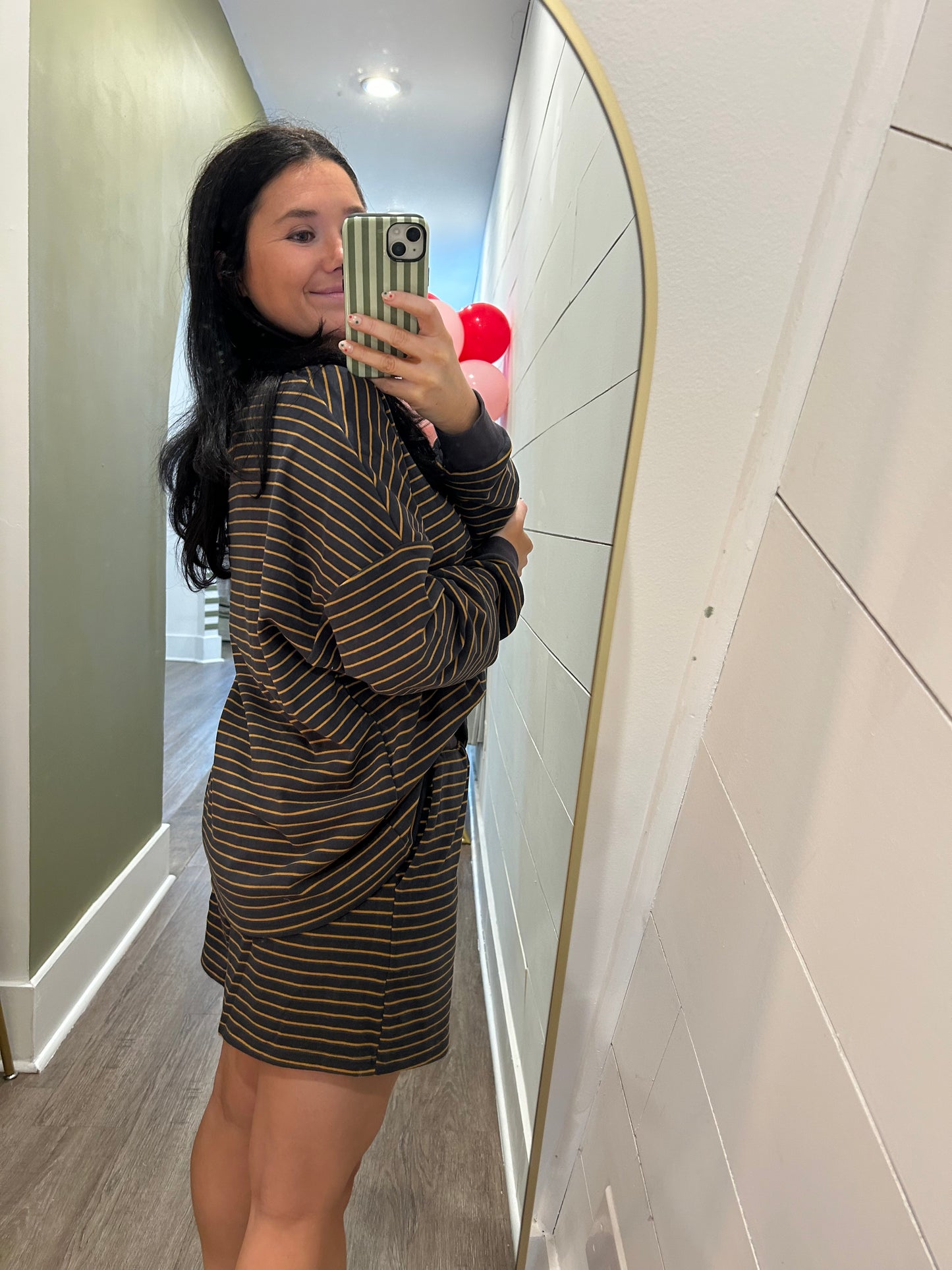 Charcoal & Yellow Striped Sweat