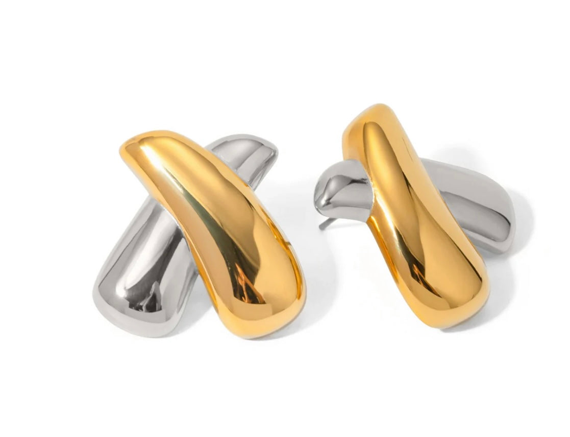Mixed Metal ‘X’ Earrings