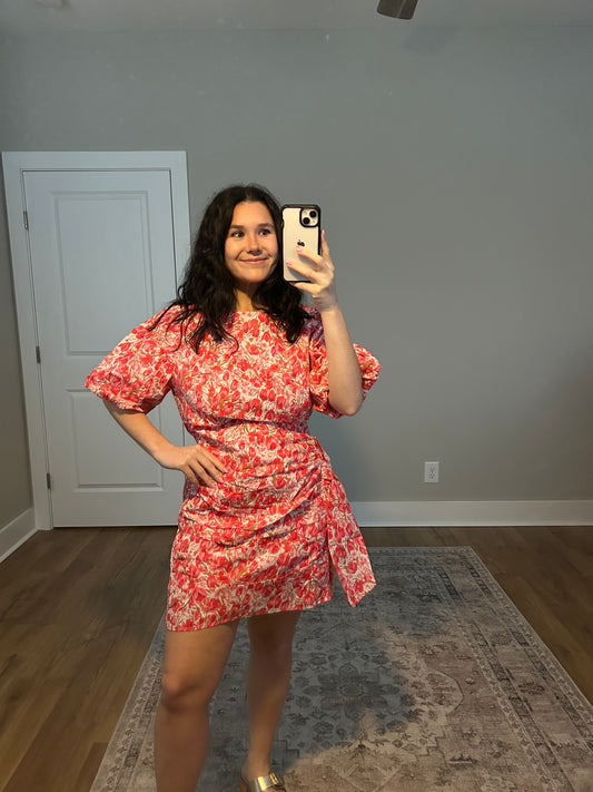 Pink Ruched Mini Dress