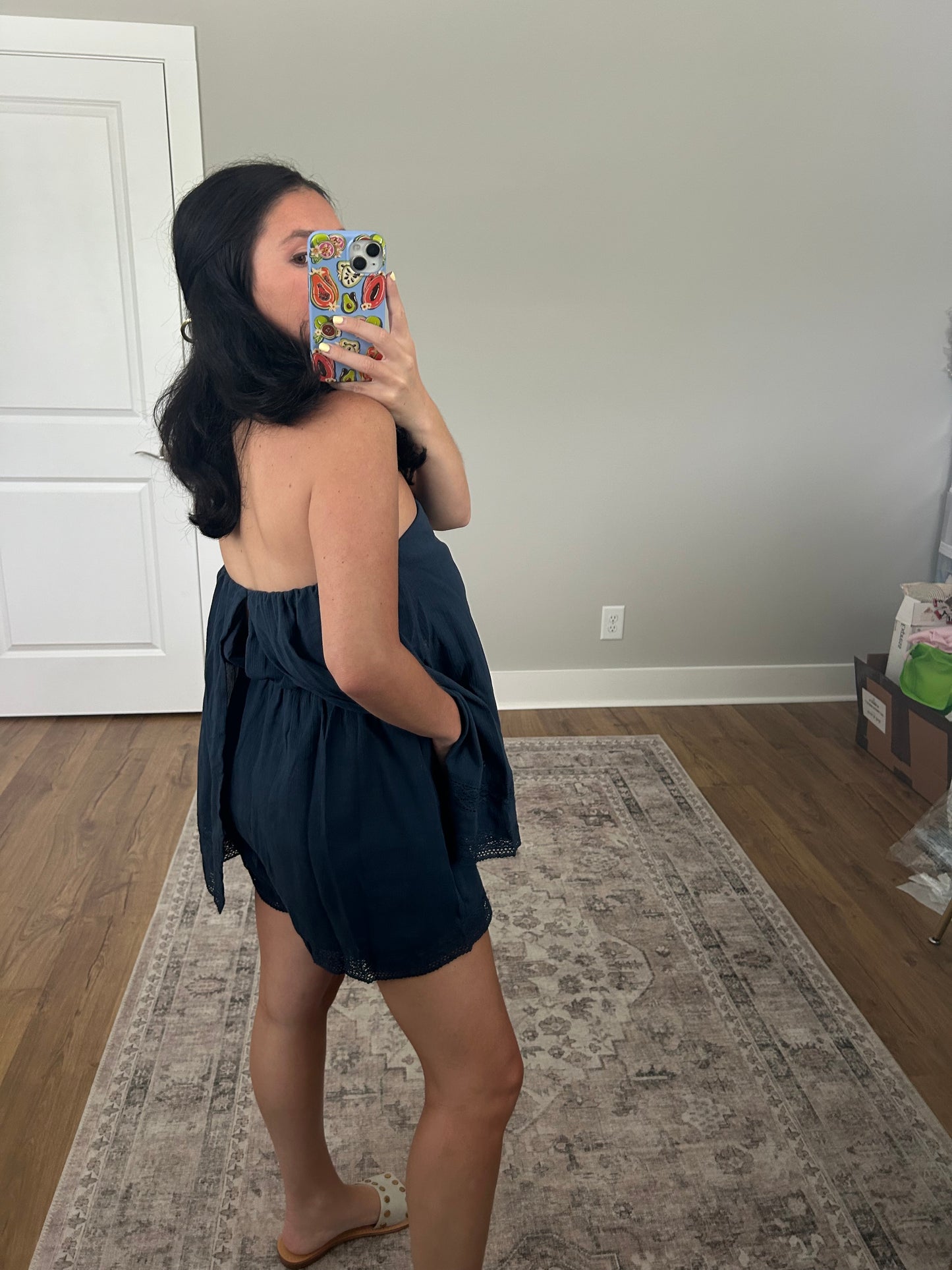 Lace Detail Tube Romper