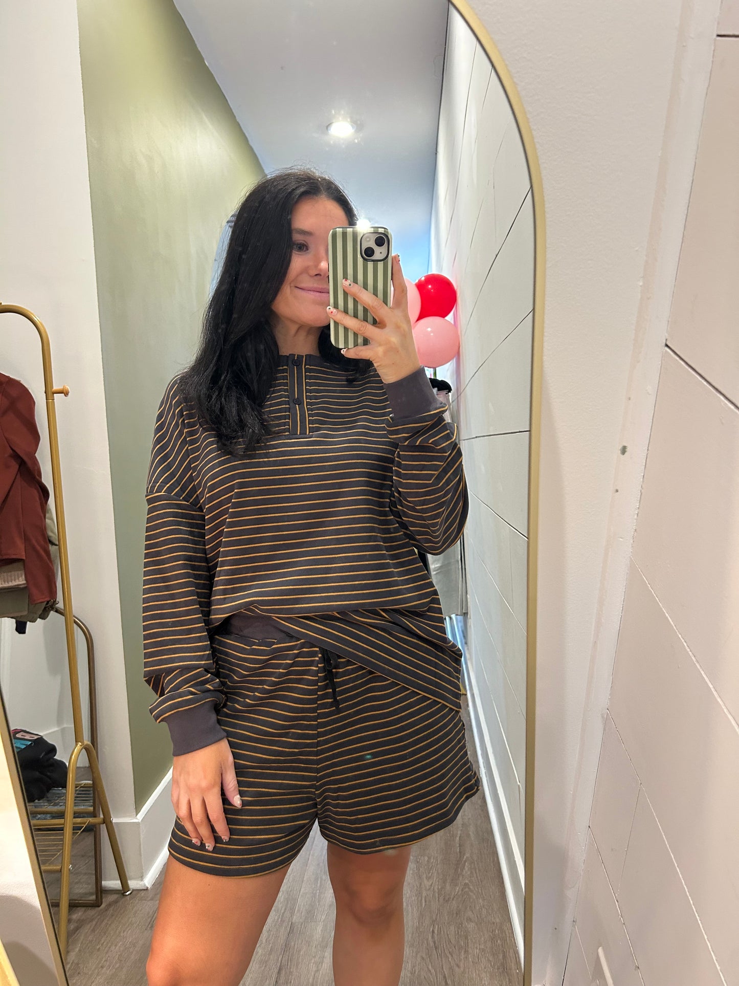 Charcoal & Yellow Striped Sweat