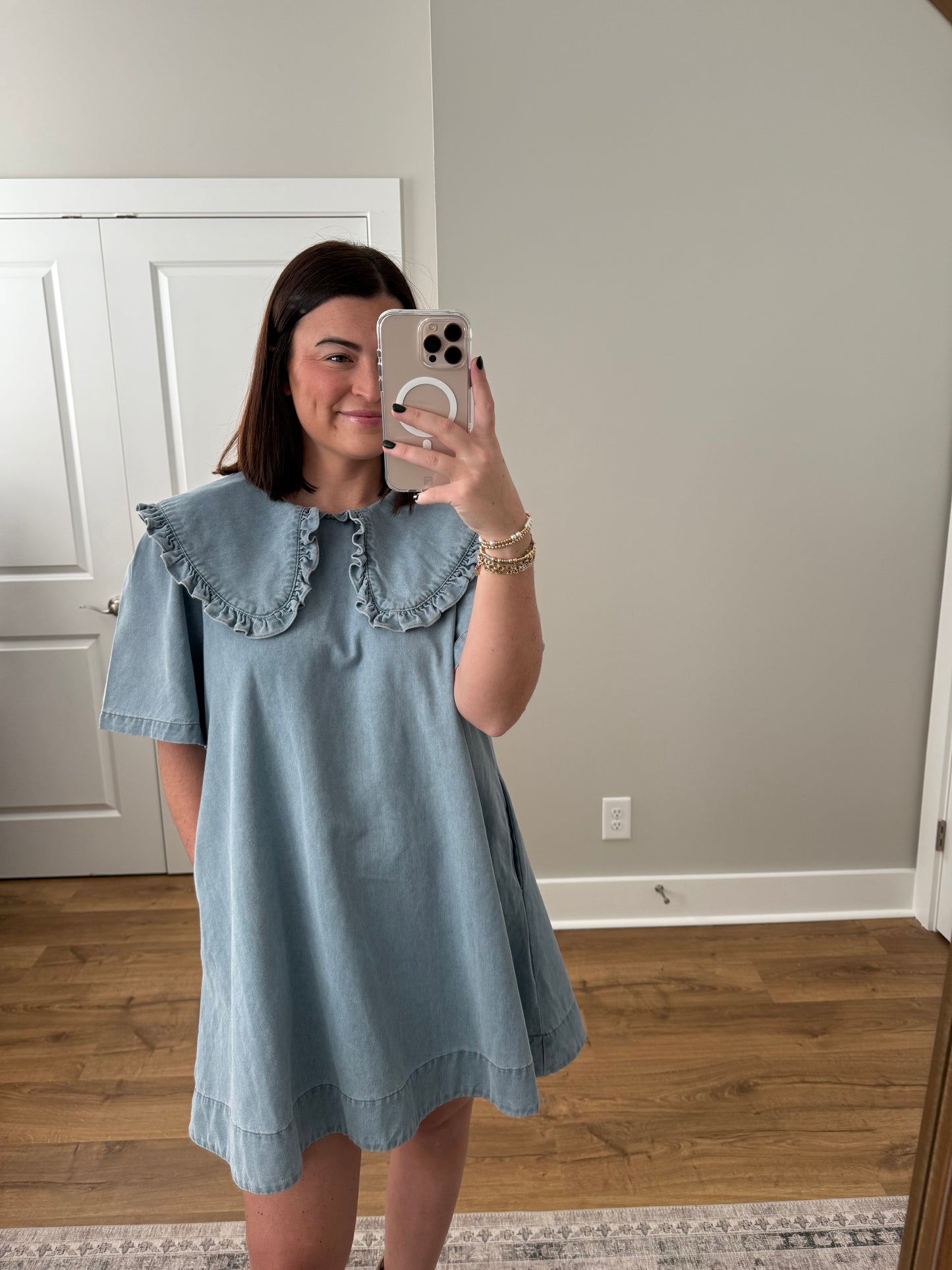 Denim Collar Mini Dress