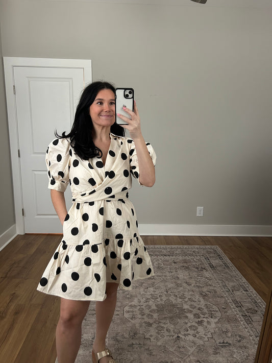 Polka Dot Puff Sleeve Dress