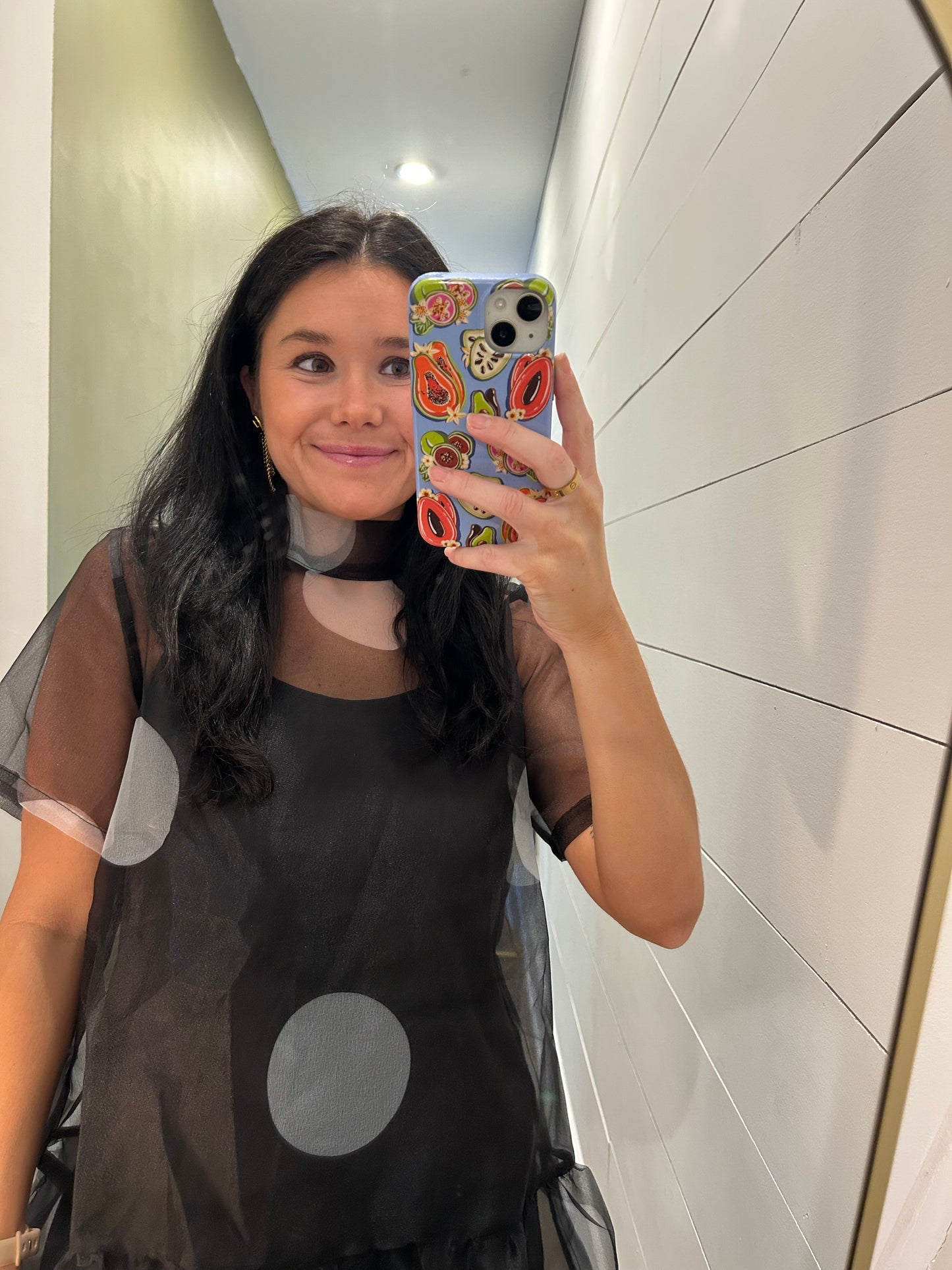 The Serena Sheer Polka Dot Dress