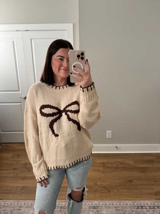 Brown Bow Sweater