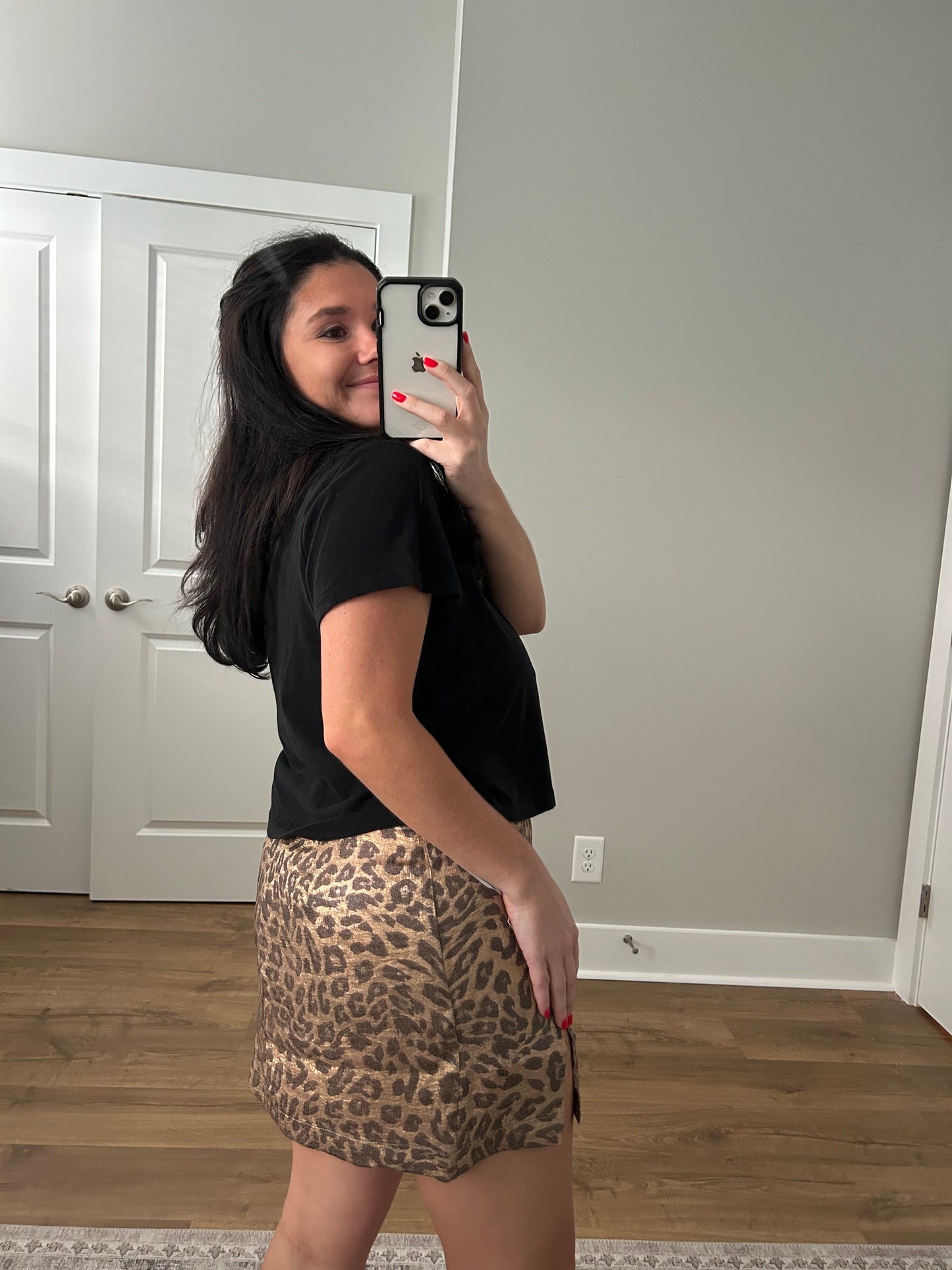 Metallic Leopard Mini Skirt