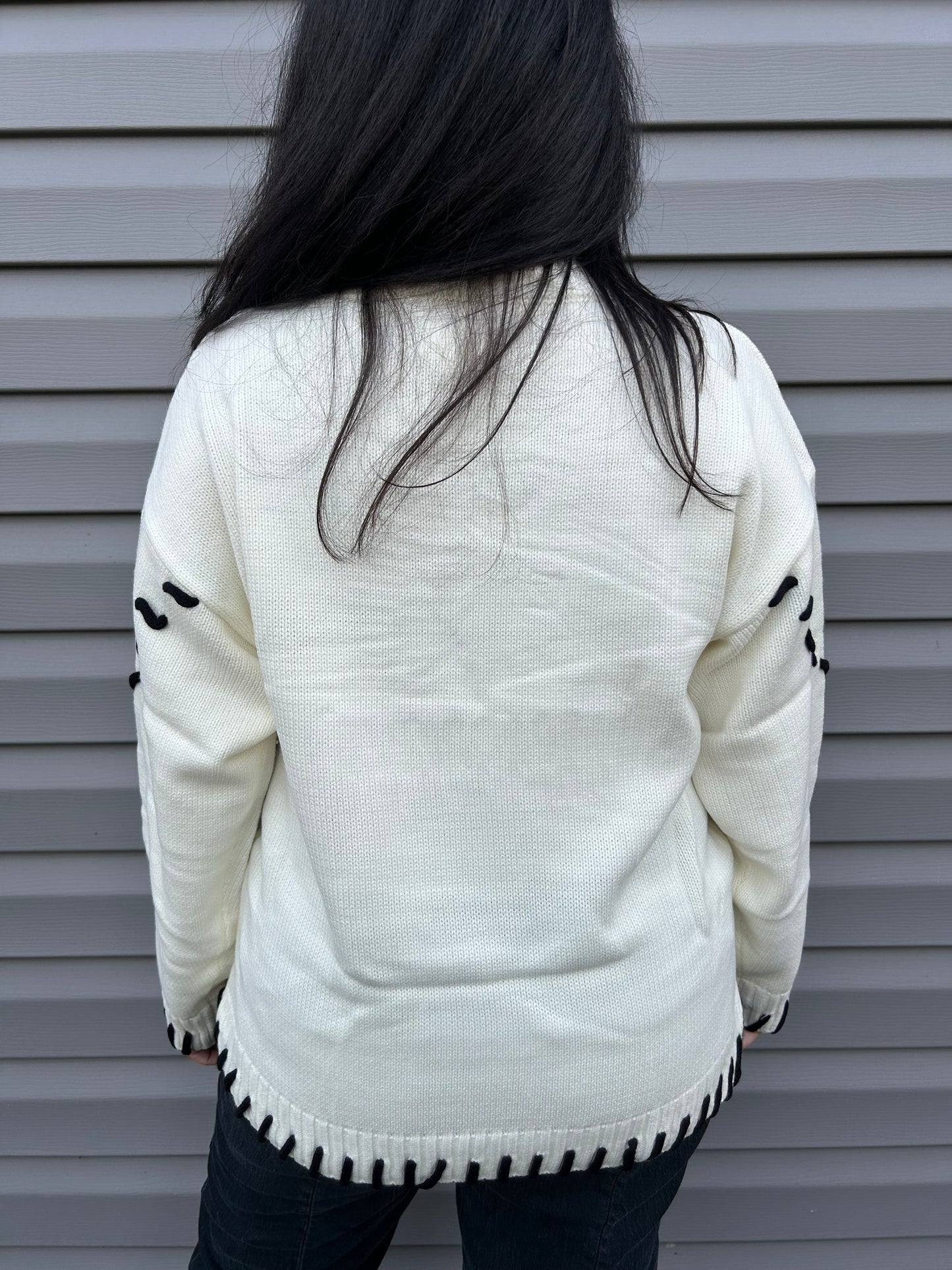 Contrast Stitch Oversized Sweater