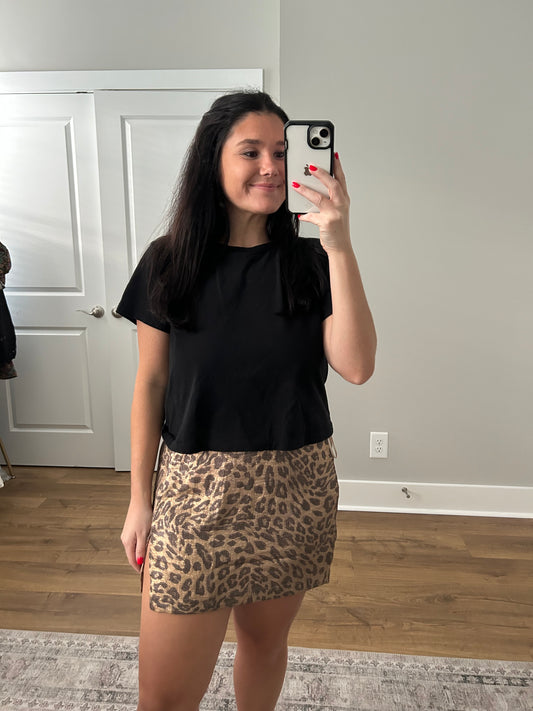 Metallic Leopard Mini Skirt