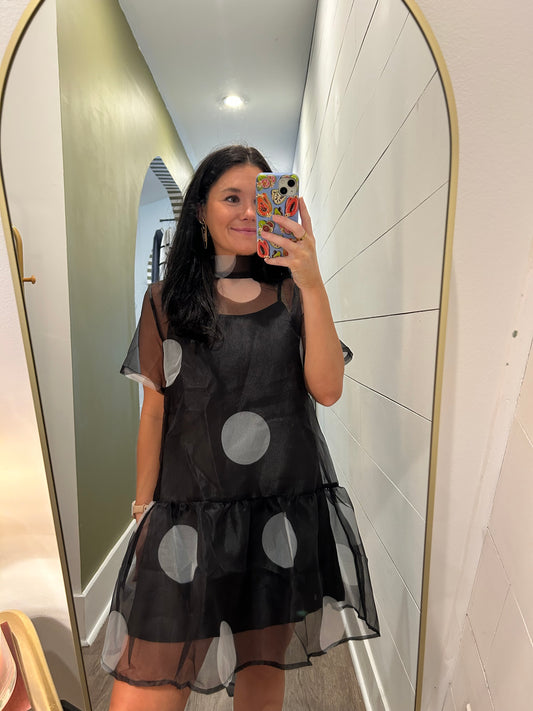 The Serena Sheer Polka Dot Dress