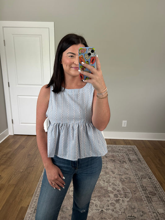 Sleeveless Gingham Top