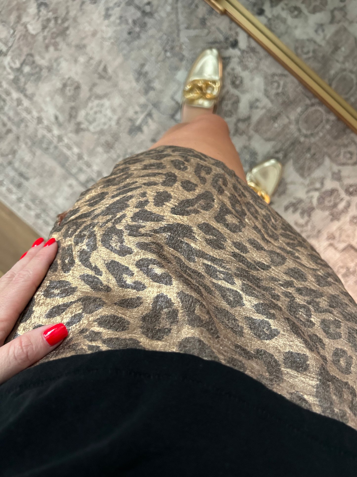 Metallic Leopard Mini Skirt