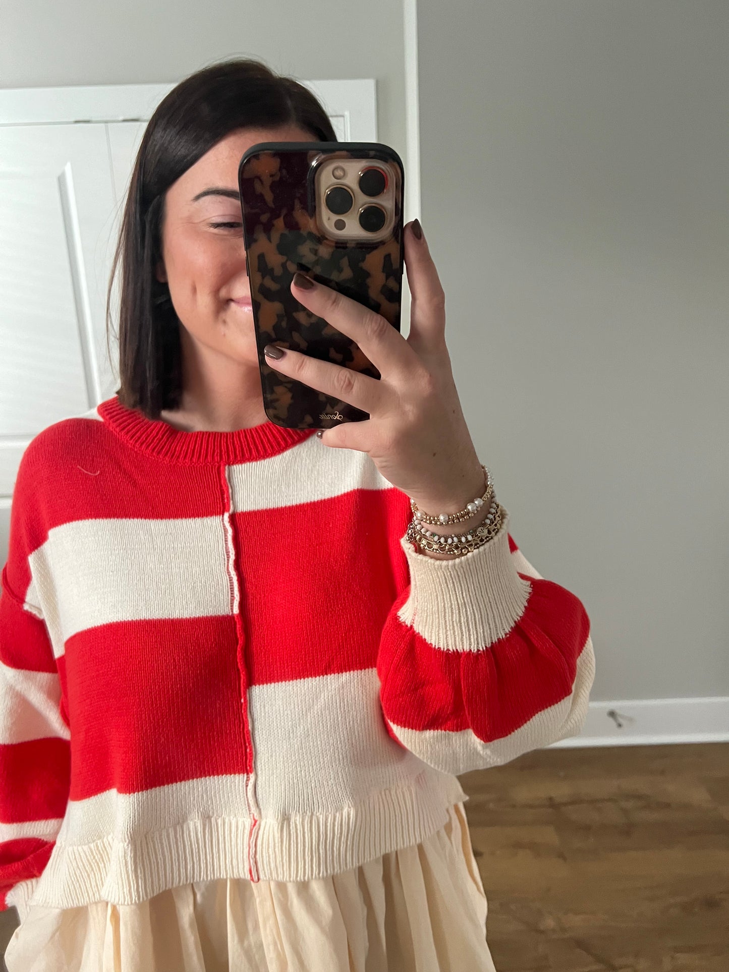 Red Striped Sweater Dress