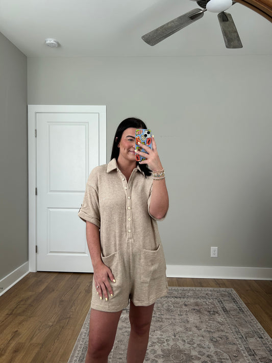 Oatmeal Knitted Romper