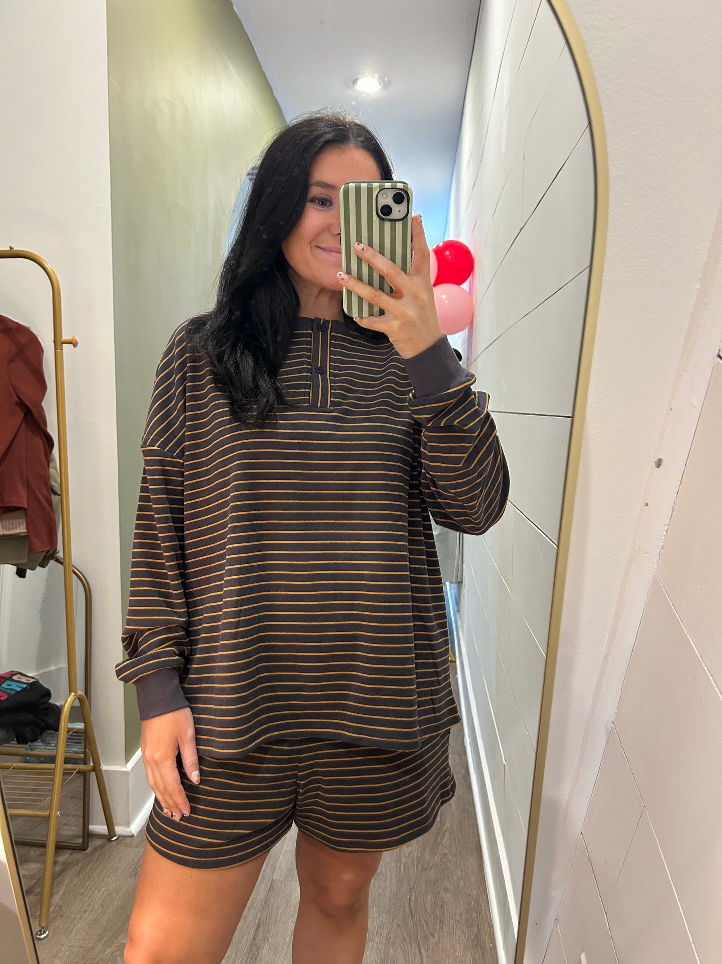 Charcoal & Yellow Striped Sweat