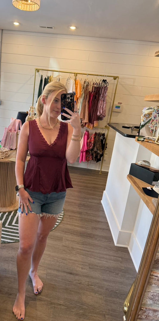 Burgundy Lace Top
