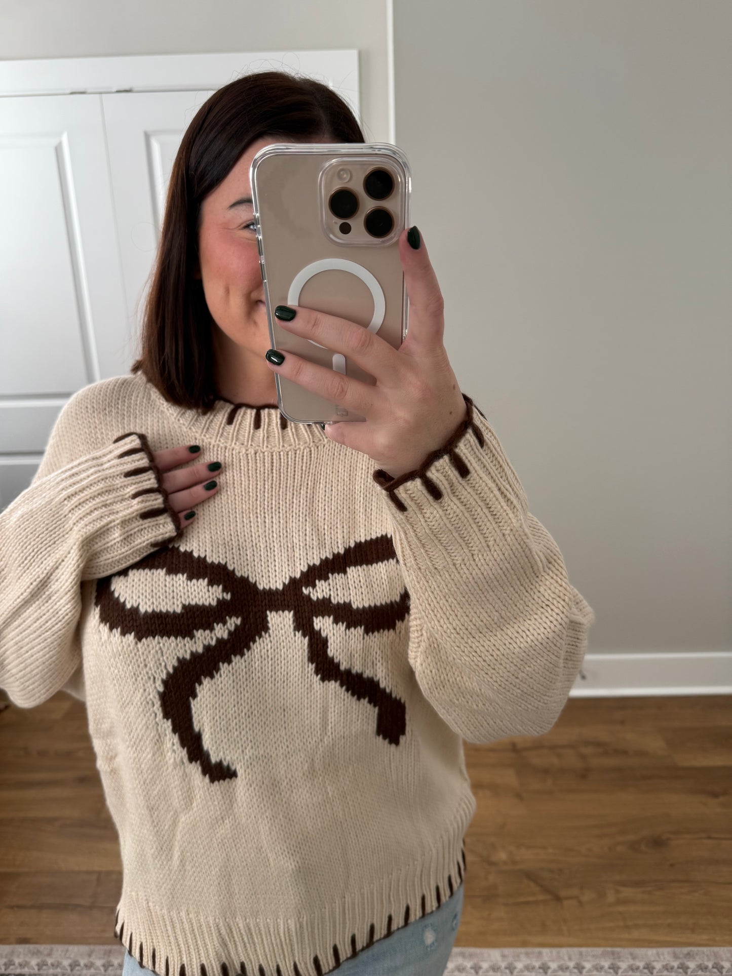 Brown Bow Sweater