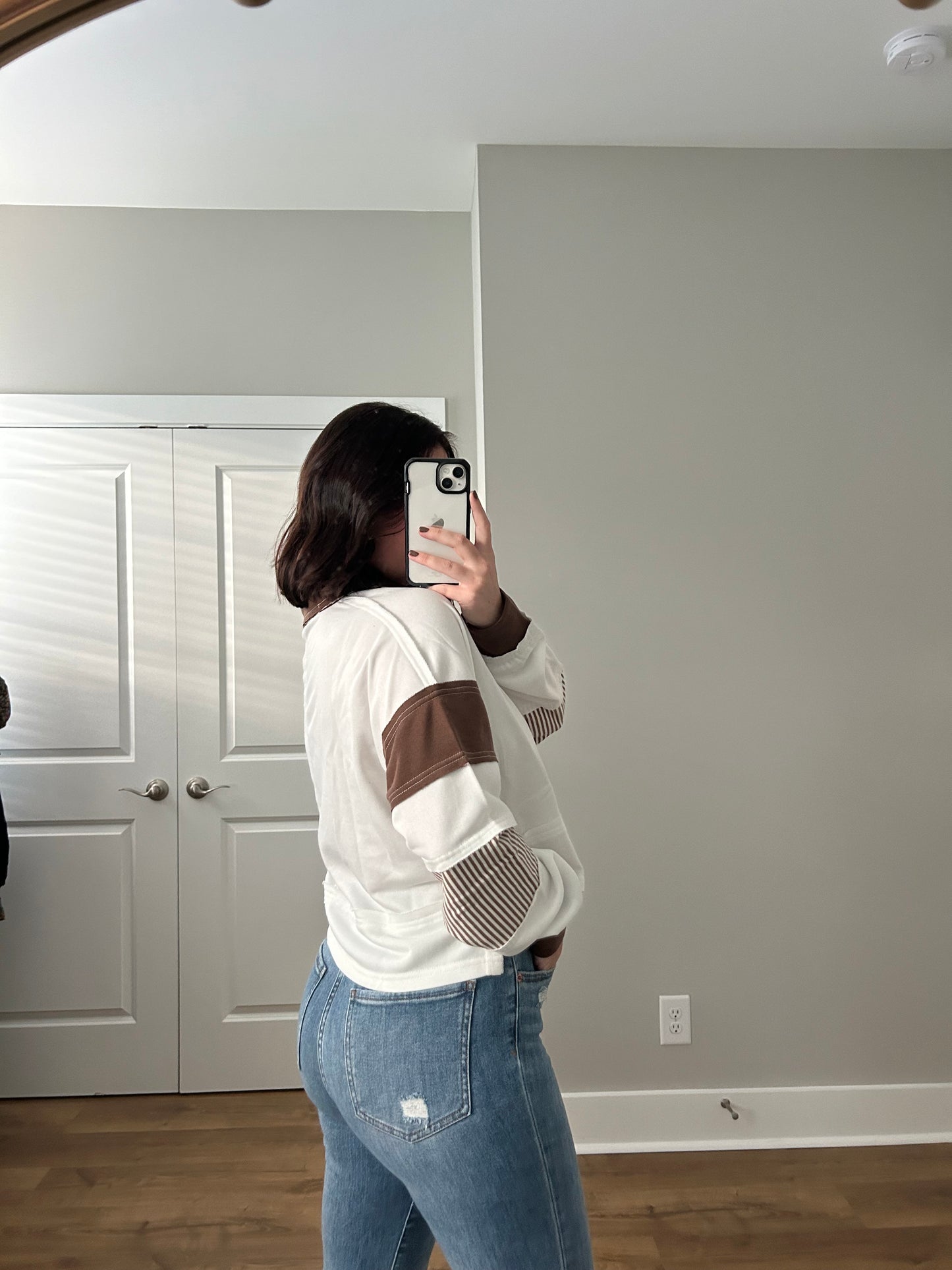 Color Block Button Up Pullover